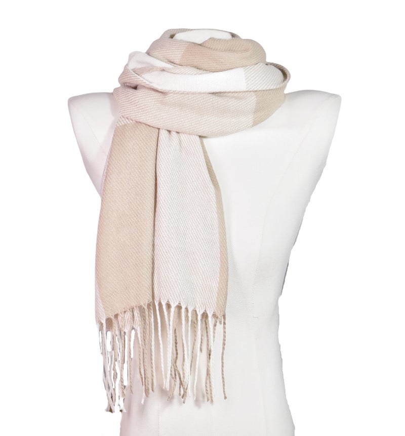 Wander Agio Women's Fashion Scarves Long Shawl Winter Thick Warm Knit Large Scarf Big Plaid Camel 11 - Image 4
